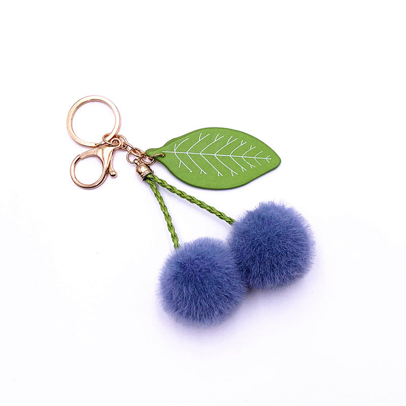 Wholesale Cute Cherry Pom Pom Keychain